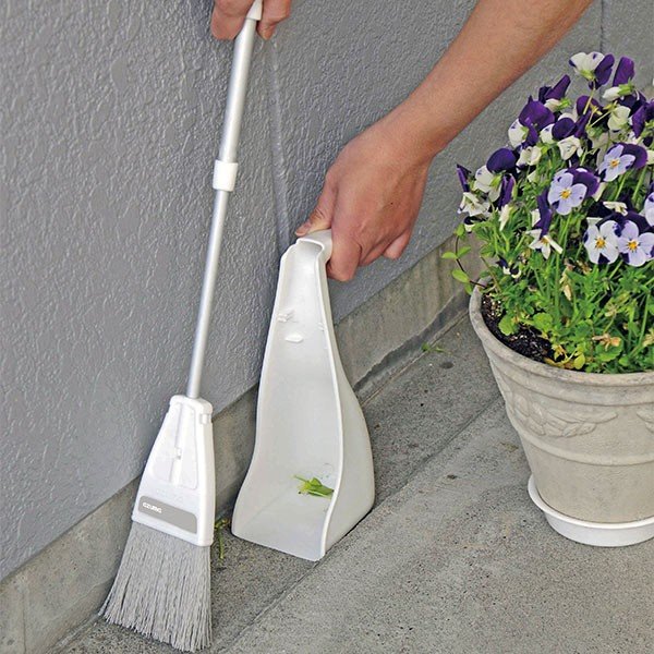 ほうき 自立するチリトリ付ミニほうき ちりとり セット 全長57cm （ 箒 ホーキ チリトリ 屋外 玄関 下駄箱 スリム 伸縮 コンパクト 掃き掃除 ）