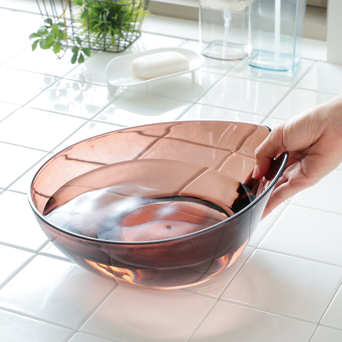 風呂椅子 洗面器 手桶 セット ヒューバス クリア バススツール まとめ買い 3点セット 座面25cm （ 風呂イス 風呂いす h25 HUBATH ）の画像