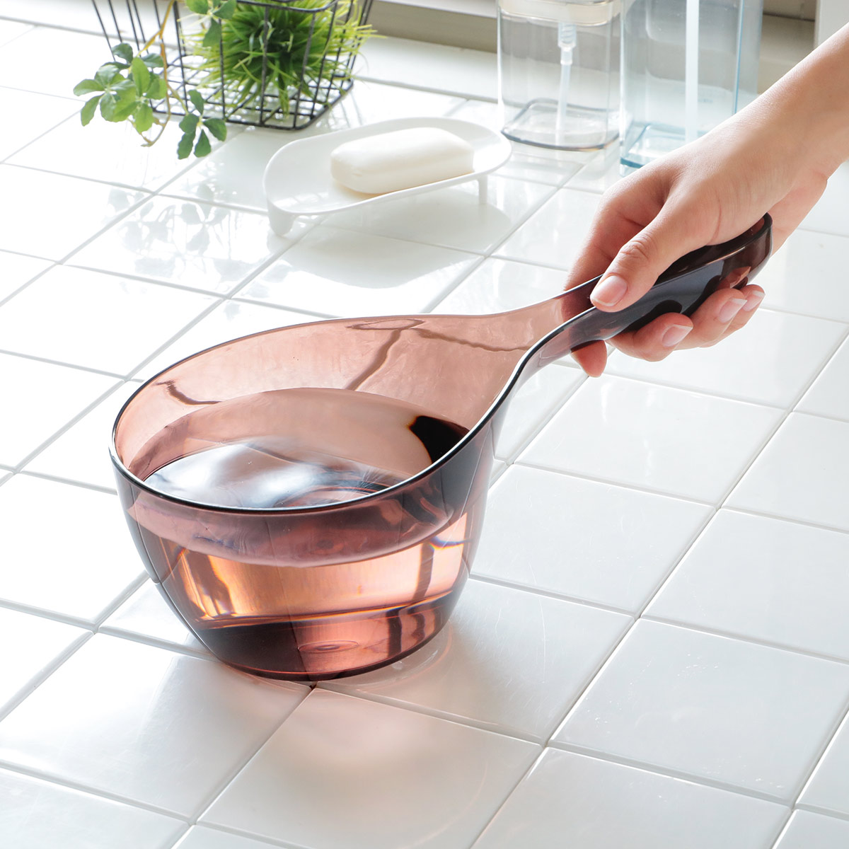 風呂椅子 洗面器 手桶 セット ヒューバス クリア バススツール まとめ買い 3点セット 座面25cm （ 風呂イス 風呂いす h25 HUBATH ）の画像