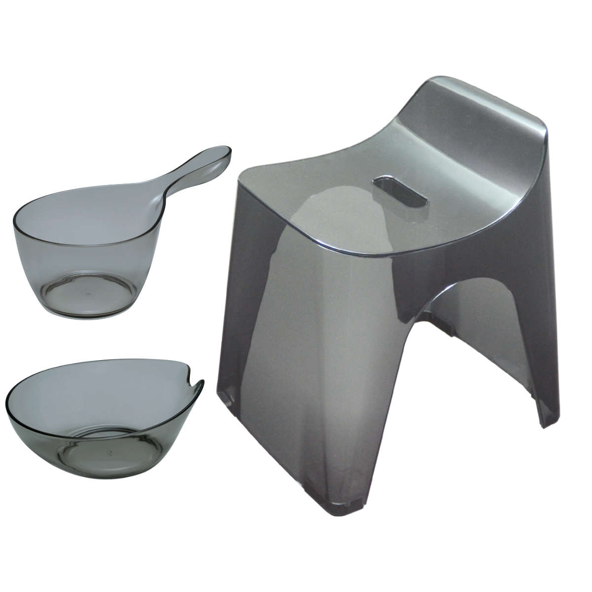 最高級の品質 風呂椅子 洗面器 手桶 セット ヒューバス クリア バススツール まとめ買い 3点セット 座面30cm （ 風呂イス 風呂いす h30 バスチェア HUBATH ）