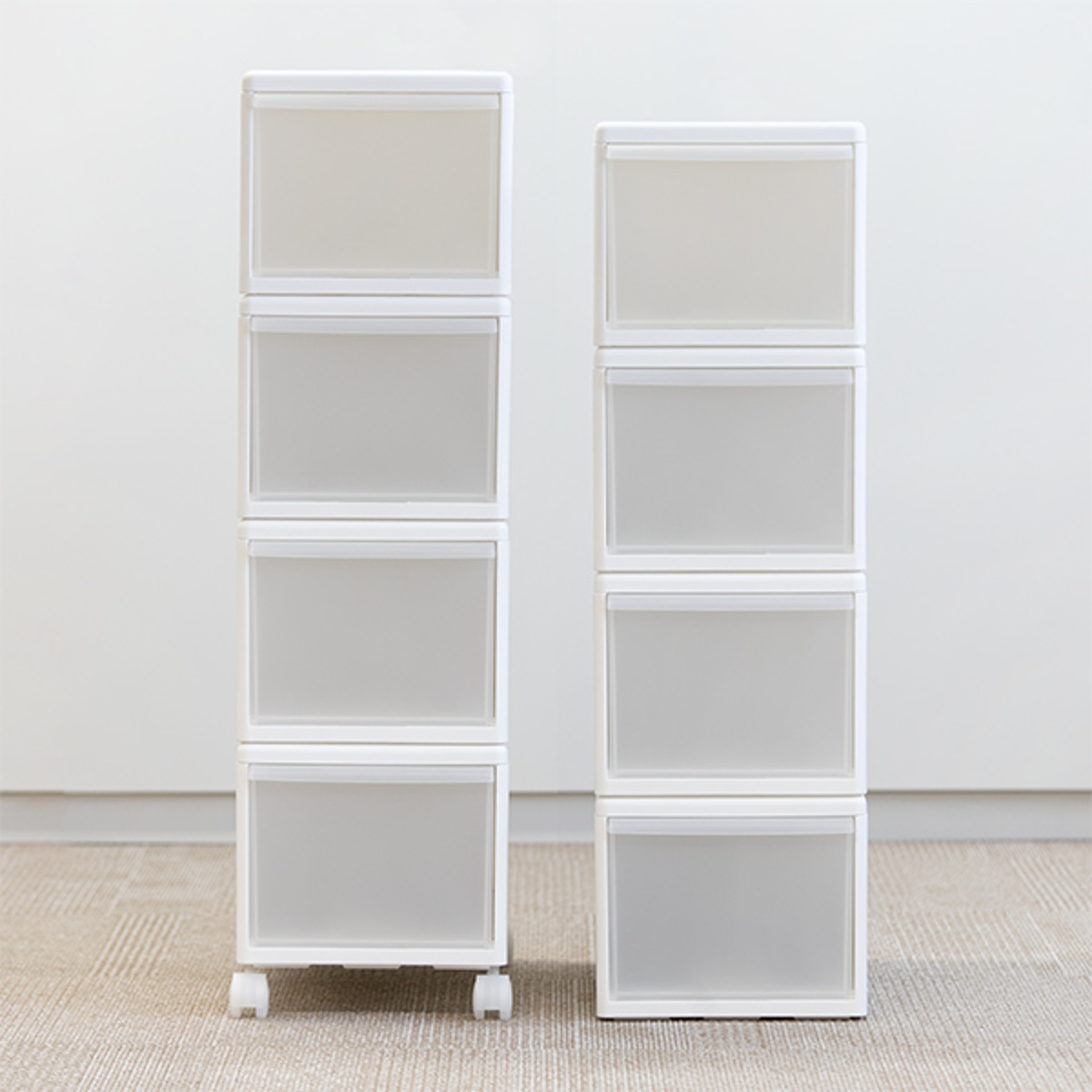 収納ケース ミディ M 幅26×奥行47×高さ22cm 引き出し 収納 同色4個セット （ 収納ボックス 衣装 ケース 日本製 クローゼット収納 隙間収納 プラスチック ）_17