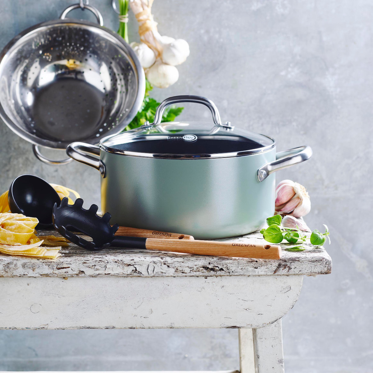 両手鍋 20cm IH対応 グリーンパン GREEN PAN MAY FLOWER メイフラワー キャセロール （ ガス火対応 両手なべ 調理鍋 ）の画像