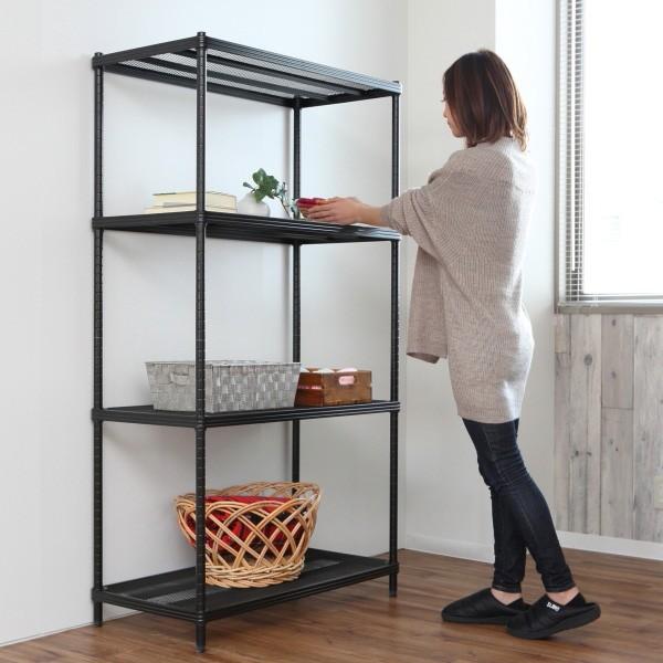 在庫限り・入荷無し）スチールラック 4段 メタルメッシュラック 幅90cm