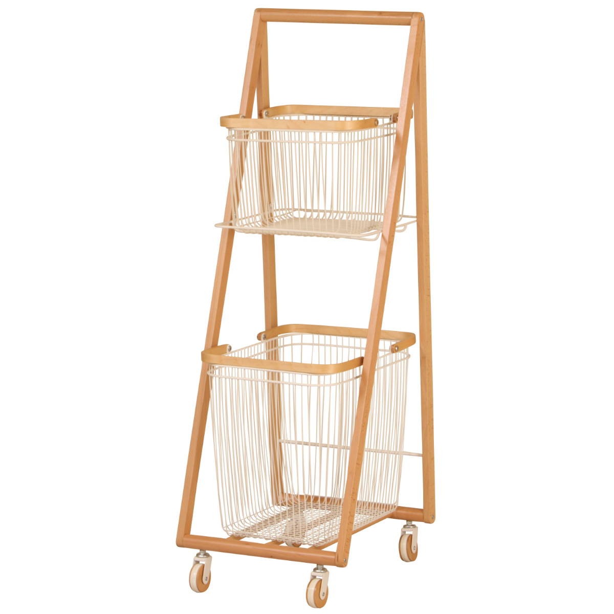 弘益 キャリーバスケット 2段 ワゴン キャスター付 約幅39cm