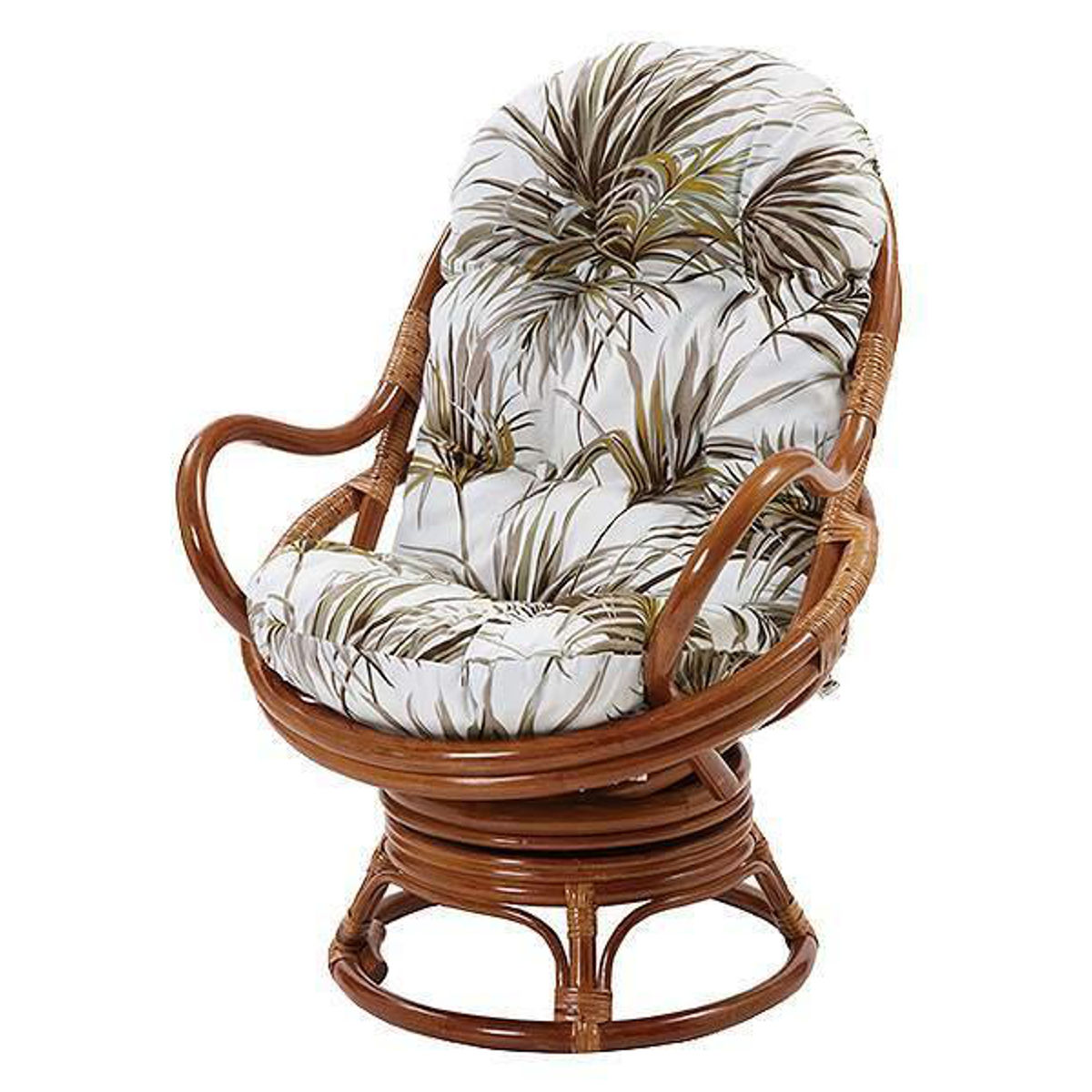 ラタン製丸型チェア グレー花柄クッション付き ラタン製丸型チェア グレー花柄クッション付き - メルカリ