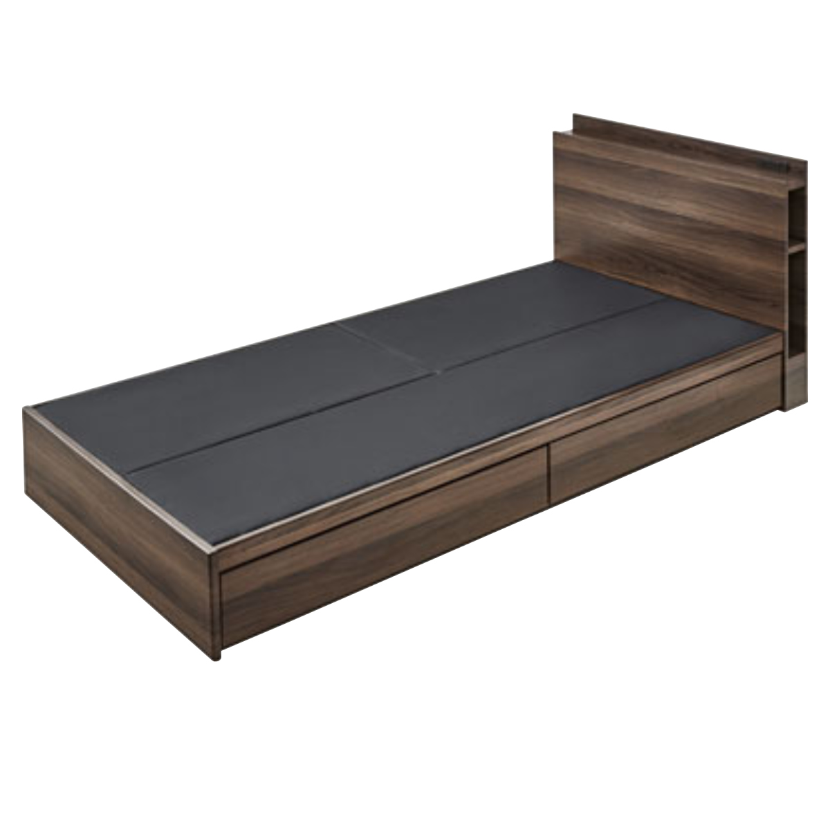 ベッド シングルベッド 収納 宮付 引出し コンセント付 ブラウン