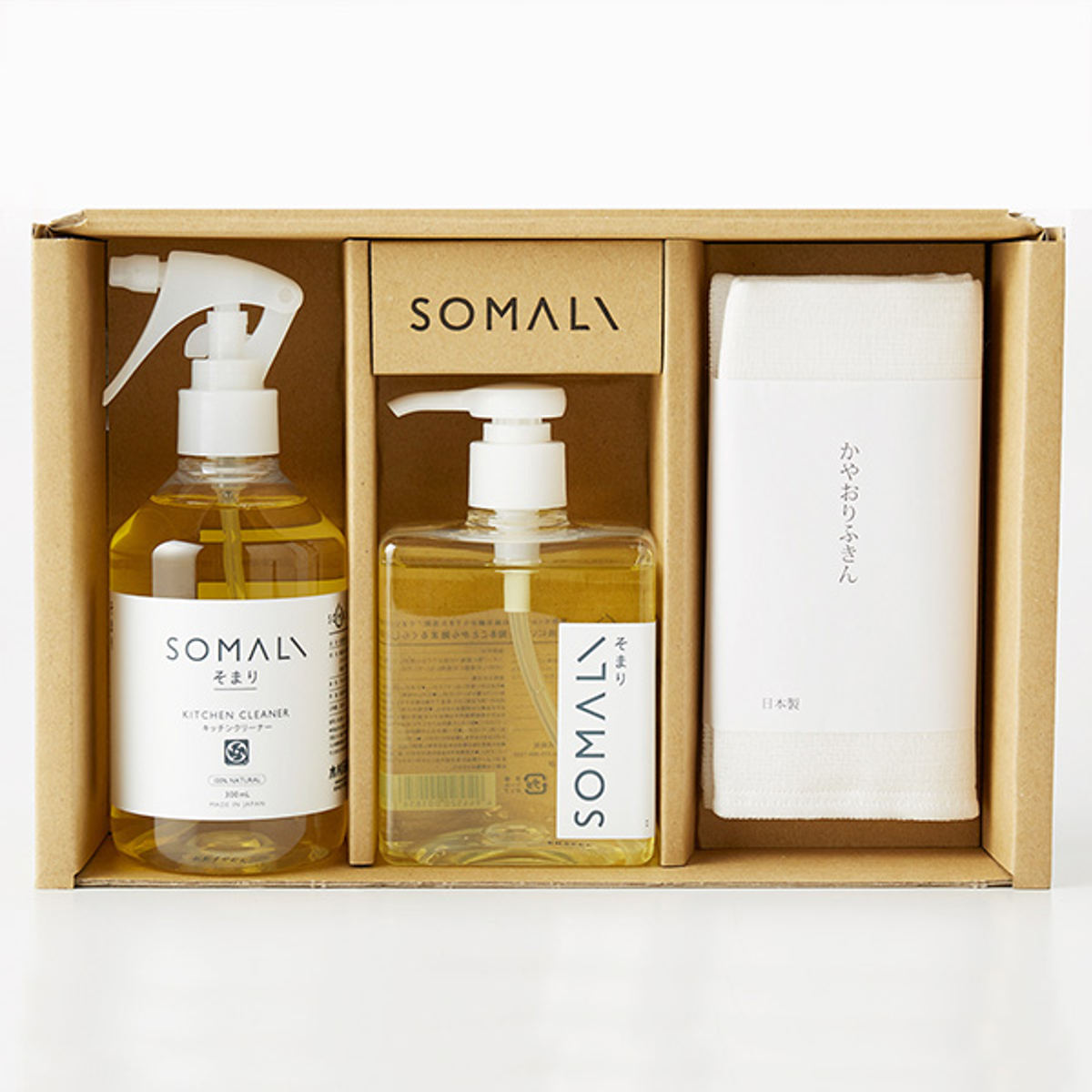 SOMALI キッチン洗剤 ギフトセット キッチンセット ギフトE （ そまり ギフトセット 石鹸 食器洗い洗剤 油汚れ 洗剤 天然由来成分 ふきん ）