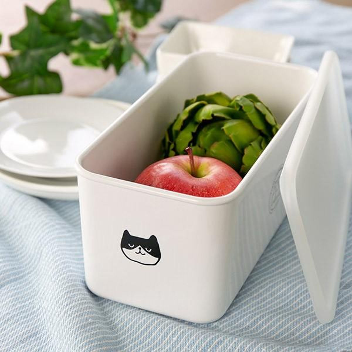 みどりのねこ　保存容器セット 4個 ピンク 保存容器 2.25L 猫柄 レクタングル PFF NECO スクエアストッカー L