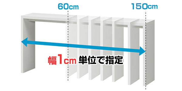サイズオーダー デスク 幅60-90cm 奥行サイズ59.5cm 高さ60.2cm コンソールデスク ミドルタイプ ディープ （ コの字ラック コンソールデスク オーダー ）の画像