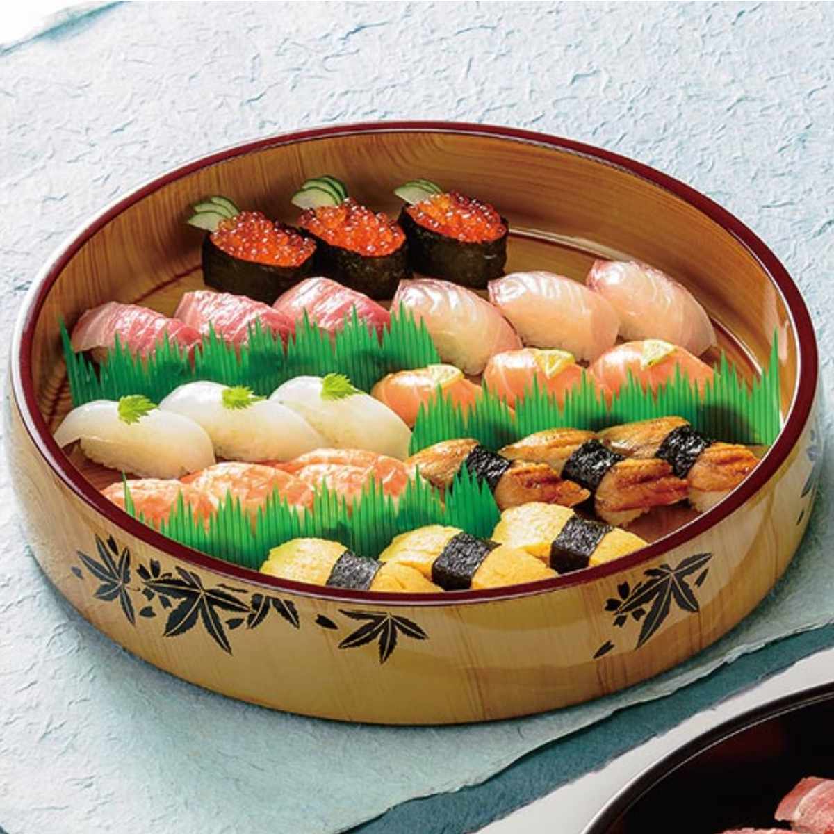 福井クラフト - 弥助桶 膜鳴楽器 尺5桶 香林槭樹 食器 組桶 御役目用食器 （ 45珊 すし桶 弥助容れもの 膜鳴楽器型 １０人前 出前 盛り込み ） 寿司桶-食器