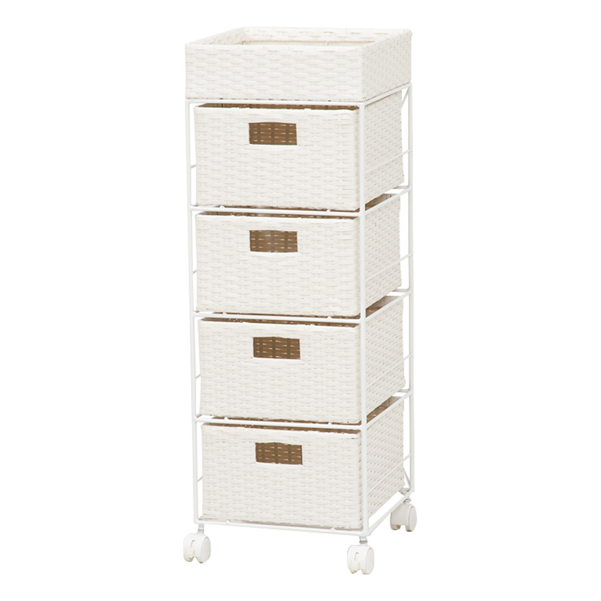 HAGiHARA（萩原） ランドリーチェスト 幅30.5cm 4段 引出し キャスター