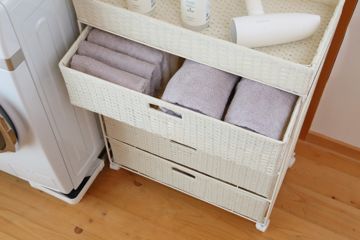 HAGiHARA（萩原） ランドリーチェスト 幅60.5cm 4段 引出し キャスター