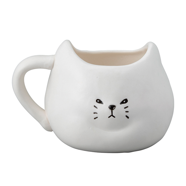 マグカップ 400ml ふてぶてしい猫 しろねこ 磁器製 かわいい （ 白猫