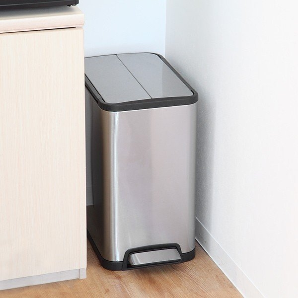 ゴミ箱 20L JAVA YUEYA ステンレス ペダル ウイングオープン （ ごみ箱 20リットル ジャバ ユエヤシリーズ 幅25.5 スリム ふた付き ペダル式 踏みふた 角型 ）の画像
