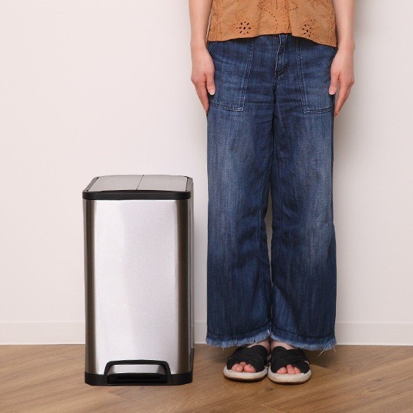 ゴミ箱 20L JAVA YUEYA ステンレス ペダル ウイングオープン （ ごみ箱 20リットル ジャバ ユエヤシリーズ 幅25.5 スリム ふた付き ペダル式 踏みふた 角型 ）の画像