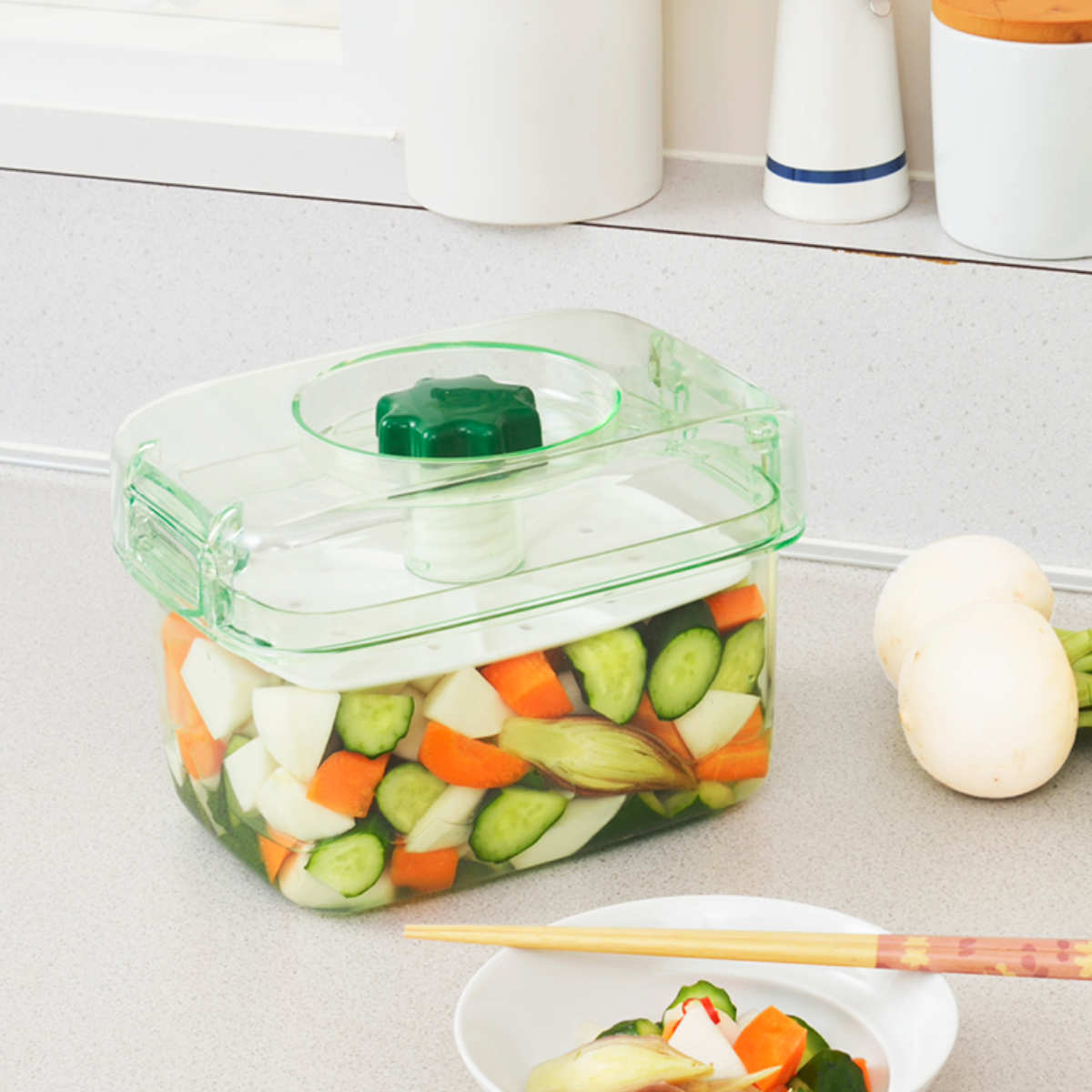 TONBO（新輝合成） 漬物容器 即席つけもの器 角型 1.57L プラスチック