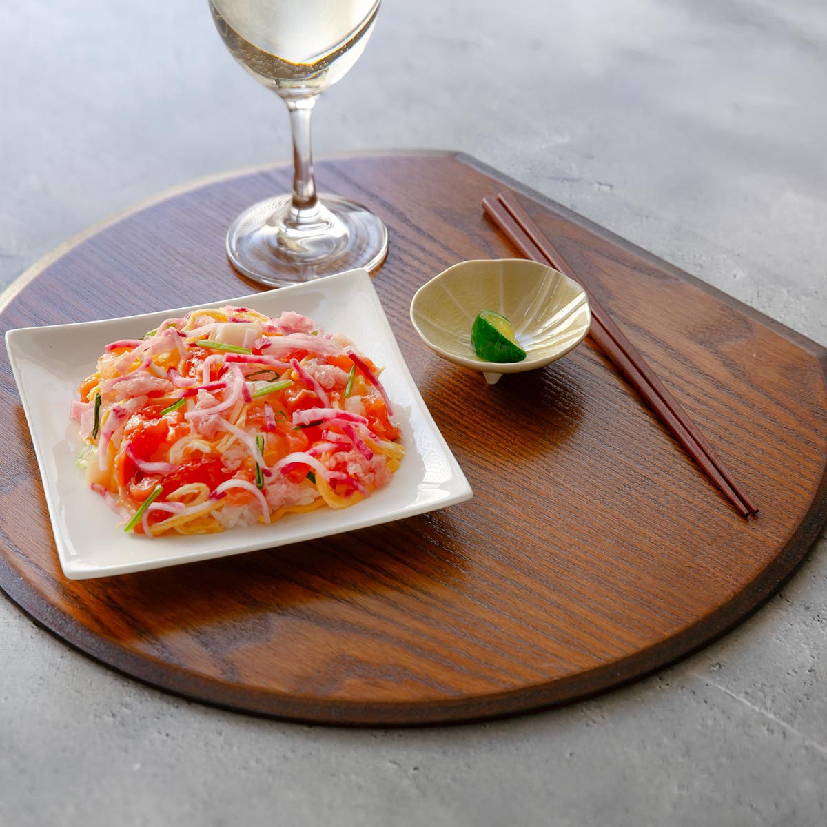 半月膳 36×32cm 漆塗り 天然木 ランチョンマット （ お盆 トレー 半月