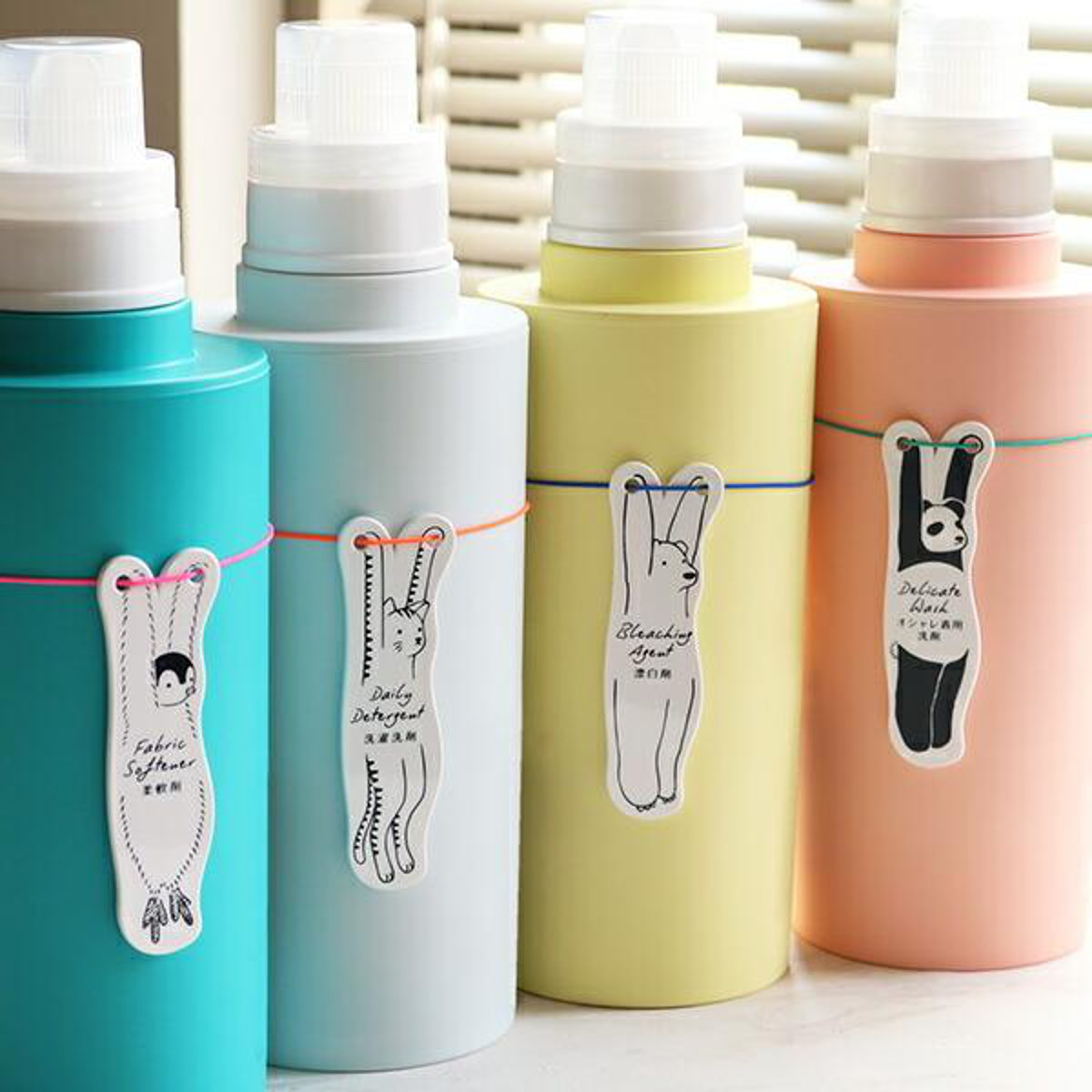 ランドリープレート アニマル アニマルプレート 洗剤用プレート 4枚セット （ タグ プレート 洗剤ボトル 掛ける ）