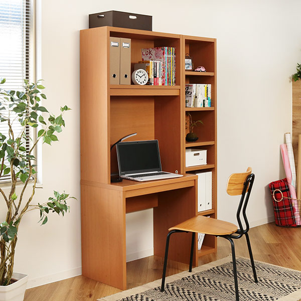 オーダーデスク 収納ラック付 オフィス家具 オープス 幅60〜75cm