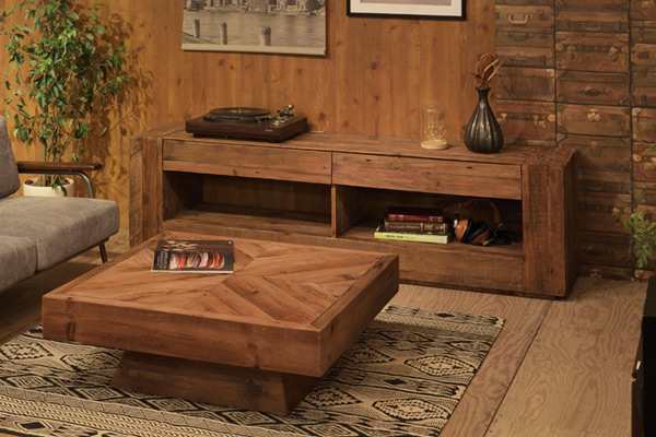 テレビ台 ローボード 幅210cm 古材 天然木 レトロ調 （ テレビボード