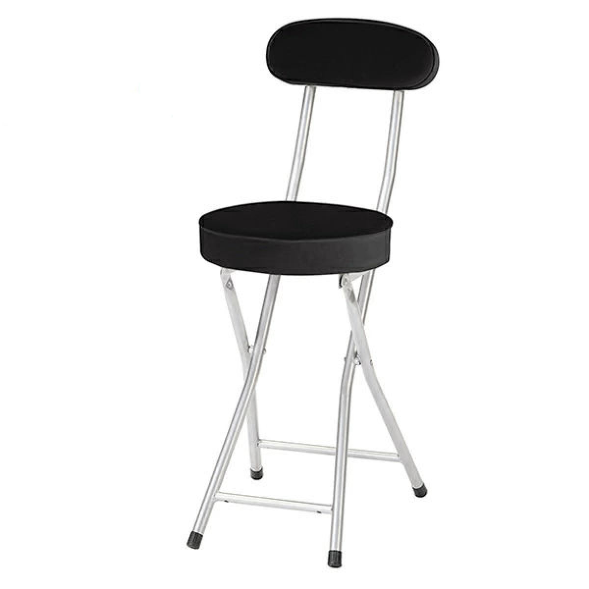 スツール 4脚セット 高さ約50cm 背もたれ付き フォールディングスツール 折りたたみ椅子 （ レザー調 丸 ラウンド 椅子 セット ）