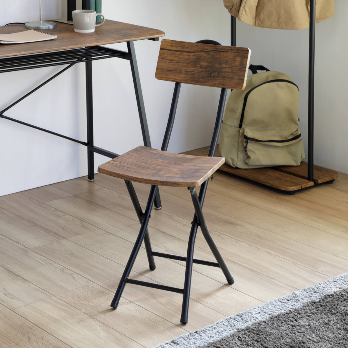 折りたたみチェア 2脚セット フォールディングチェア 座面高43cm 折りたたみ椅子 （ ヴィンテージ調 セット ）