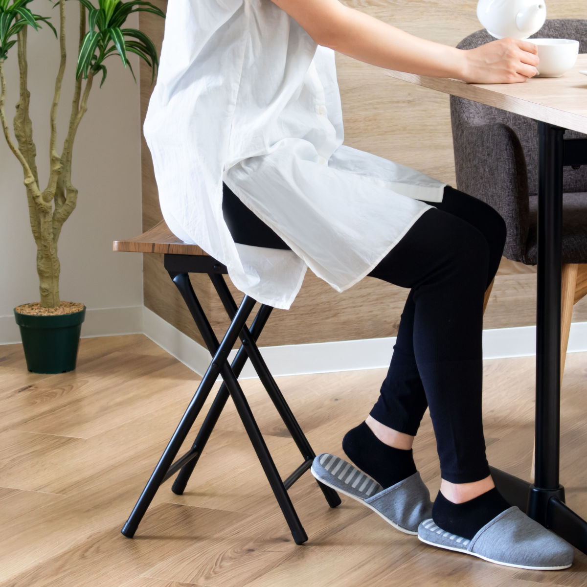 弘益 折りたたみスツール 高さ47cm 木目調 （ スツール 折りたたみ