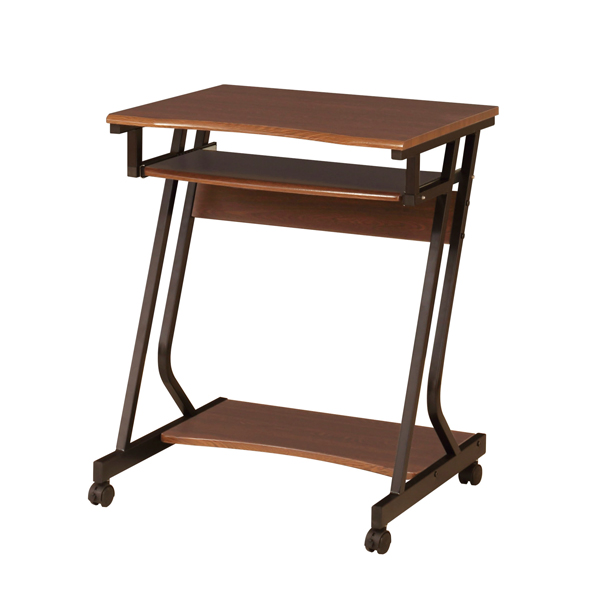 弘益 パソコンデスク 幅60cm ラック付き キャスター付き 木目調 （ PC
