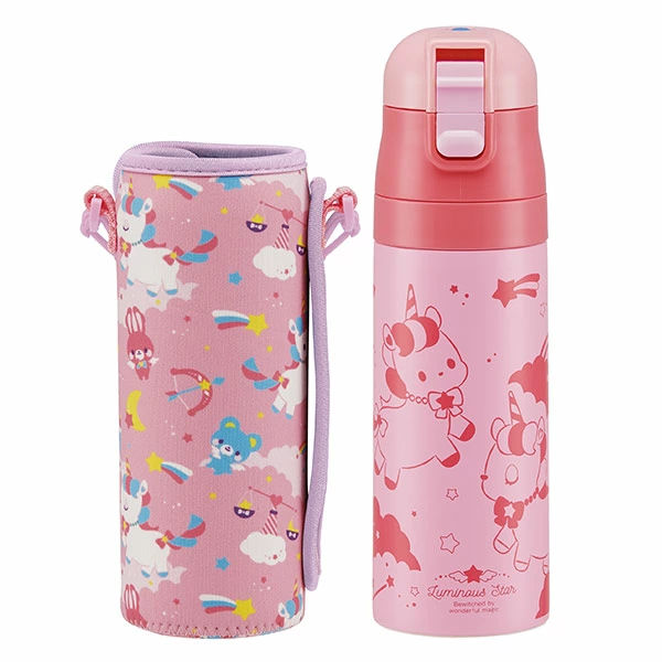 スケーター 水筒 直飲み ステンレス ワンプッシュボトル カバー付き