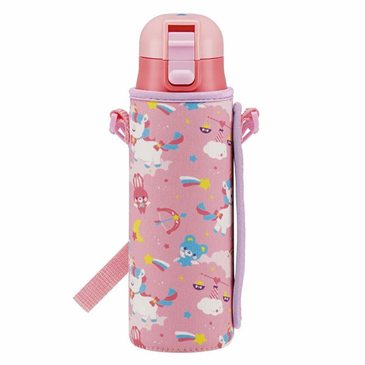 スケーター 水筒 直飲み ステンレス ワンプッシュボトル カバー付き