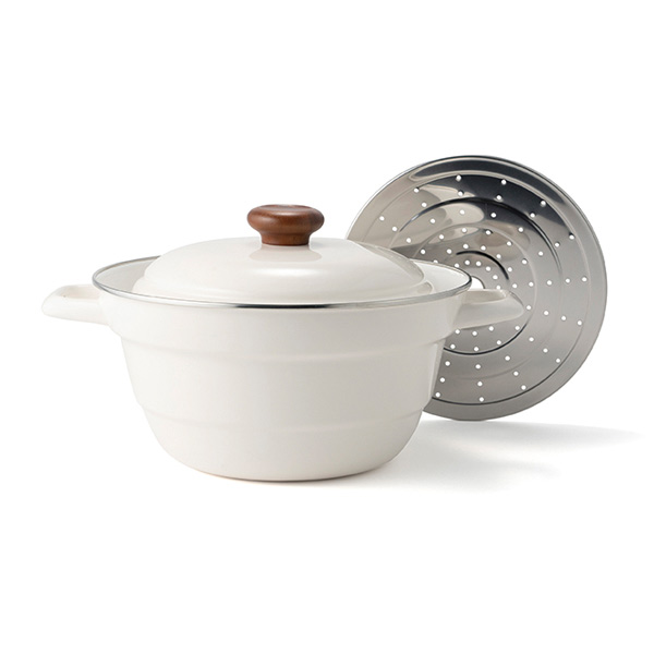 富士ホーロー 鍋 IH対応 27cm Honey Ware オールインワン・プラス ざる