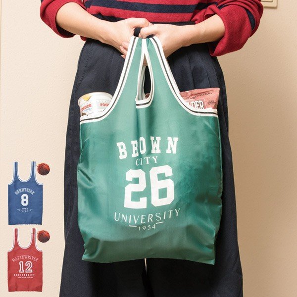 バッグ エコバッグ バスケットボール ポーチ付き ユニフォーム （ 買い物袋 ショッピングバッグ 鞄 バッグ かばん ）