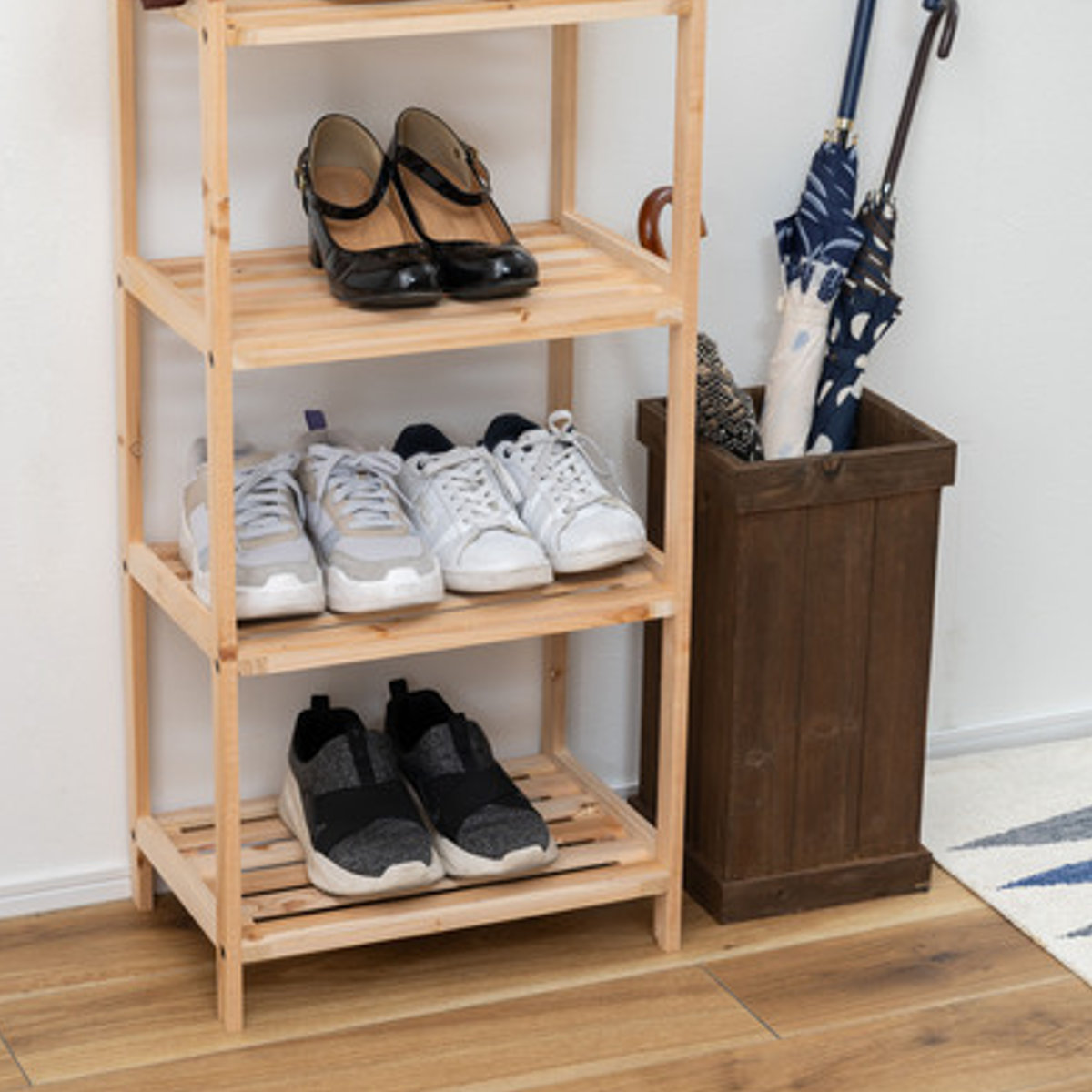 東谷 ウッドラック 幅45cm 4段 ファブリックシェルフ カバー付 東谷 ウッドラック 幅45cm 4段 ファブリックシェルフ カバー付