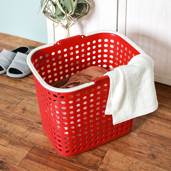 ランドリーバスケット 深型 ドットバスケット 洗濯かご バスケット