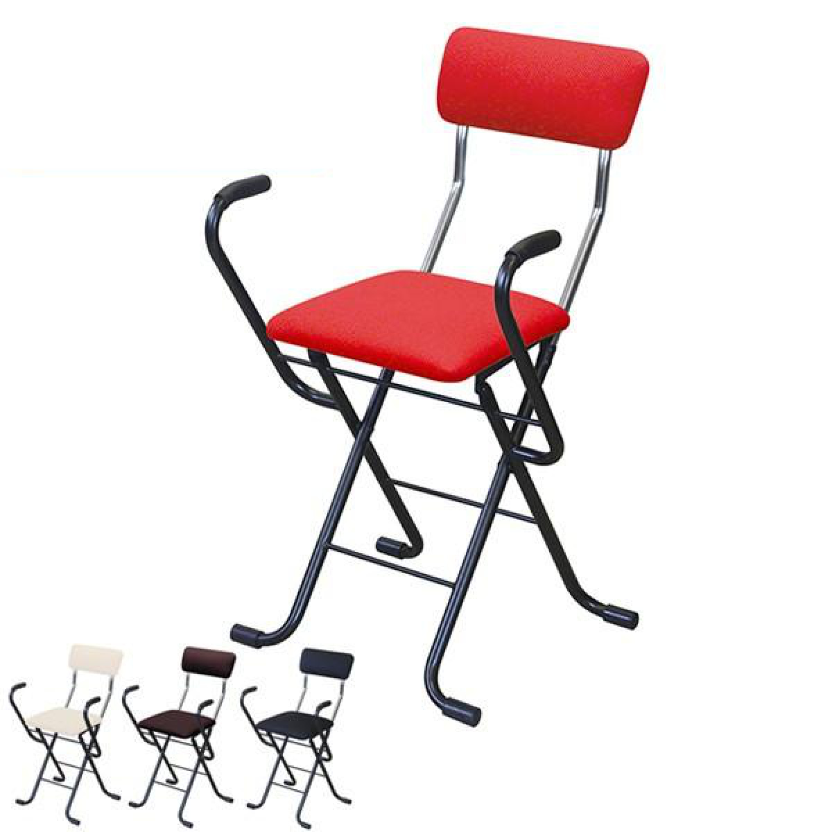 折りたたみチェア 2脚セット Jメッシュアームチェア 座面高49cm アーム付き 折り畳み 椅子 イス （ チェアー 腰掛け いす 折りたたみイス 補助 立ち上がり ）