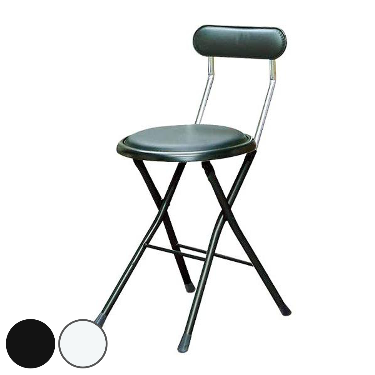 折りたたみ椅子 同色6脚セット 座面高44cm 背もたれ付 ニューニーダー （ キッチンチェア カウンターチェア 丸 簡易椅子 日本製 ）