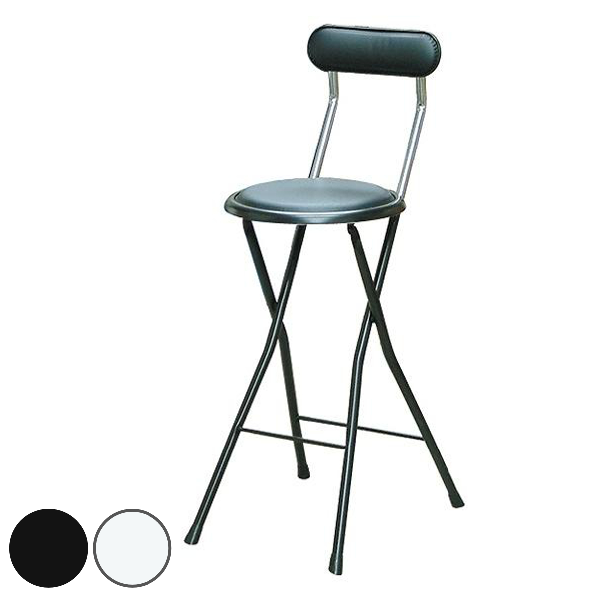 折りたたみ椅子 同色4脚セット 座面高61cm 背もたれ付 ニューニーダー （ キッチンチェア カウンターチェア バーチェア 丸 簡易椅子 日本製 ）