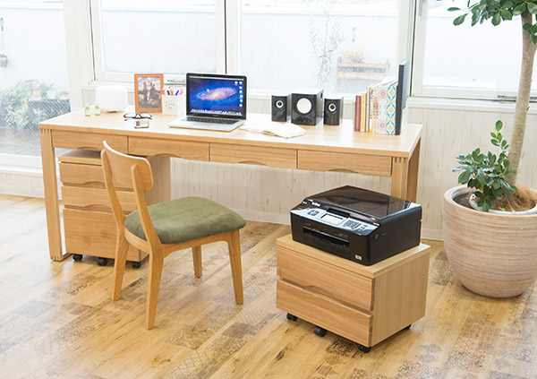 ワークデスク 学習机 幅180cm×奥行59cm タモデスク 引き出し付 （ 机