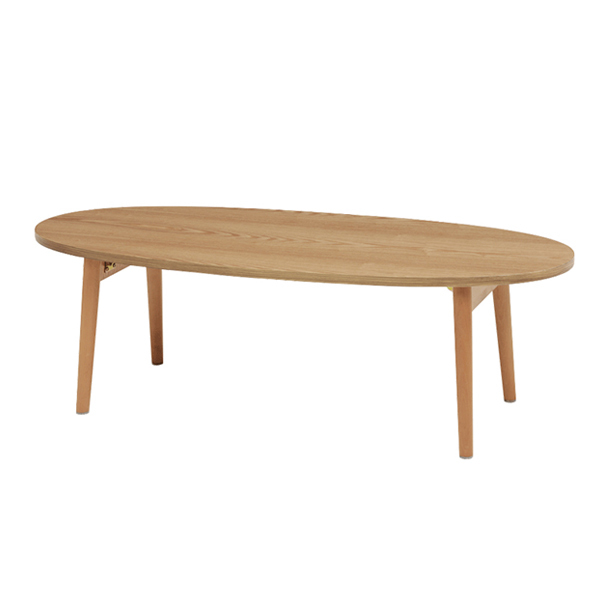 ローテーブル おしゃれ 折りたたみ 木目調 幅110cm 楕円 （ オーバル