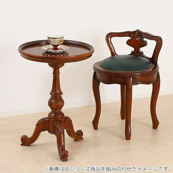 猫脚　木製　円形　サイドテーブル　カフェテーブル　ローテーブル　ちゃぶ台 ラウンドテーブル 高さ60cm 天然木 アンティーク調 猫脚 （ マホガニー