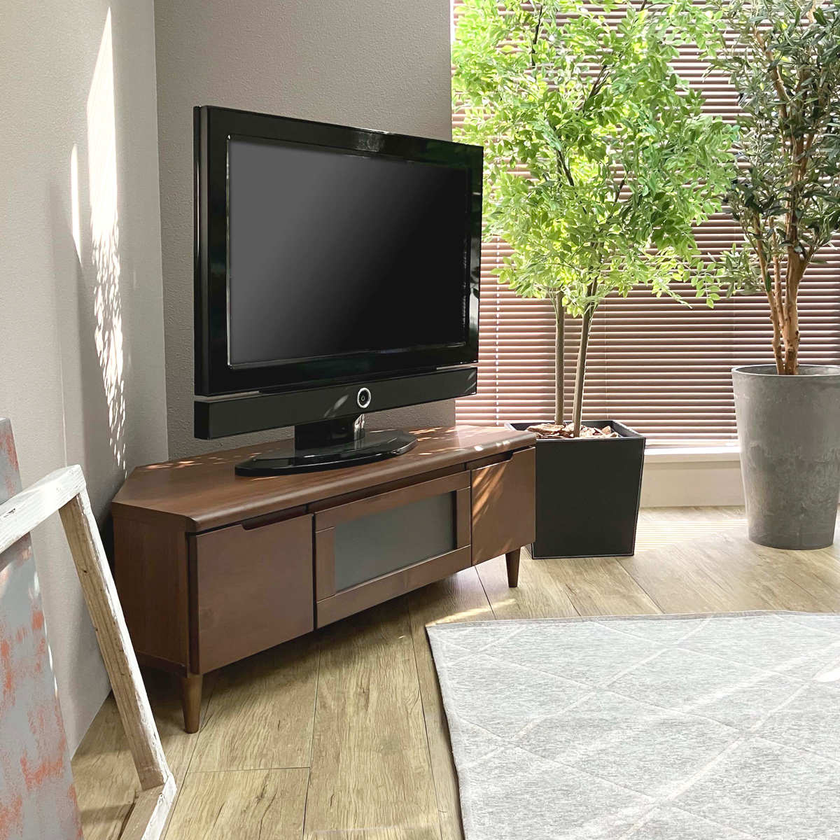 テレビ台 幅100.5cm コーナーボード ロータイプ フィン （ 開梱設置