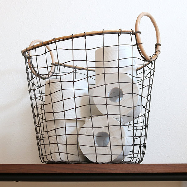 ちどり産業 ワイヤーバスケット 籐のカゴ 直径38×高さ30cm