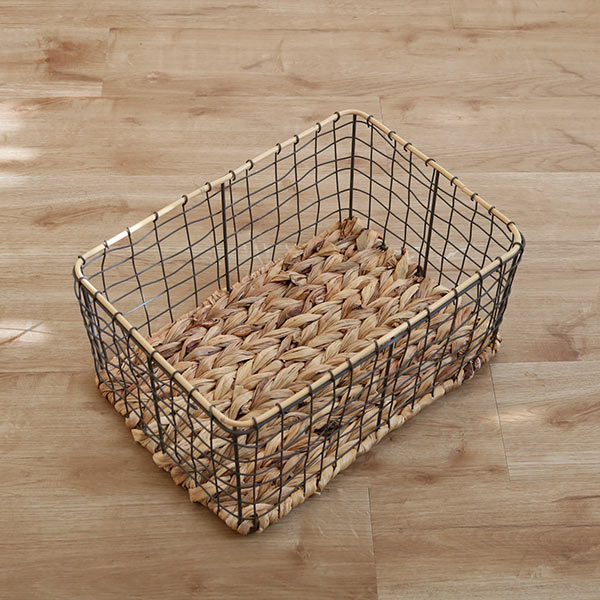 ちどり産業 ワイヤーバスケット 籐のカゴ 幅37×奥行26×高さ18cm