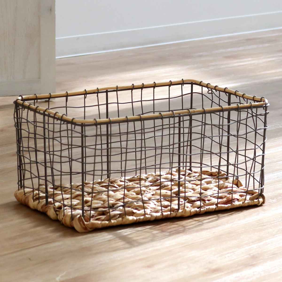 ちどり産業 ワイヤーバスケット 籐のカゴ 幅37×奥行26×高さ18cm