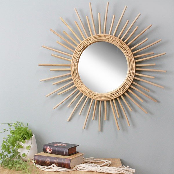 ミラー 幅60cm ラタン 籐 かがみ 鏡 ウォールミラー 壁掛け おしゃれ 壁掛けミラー 壁掛け鏡 玄関 丸型 円形 インテリアパレットヤフー店 通販 Yahoo ショッピング