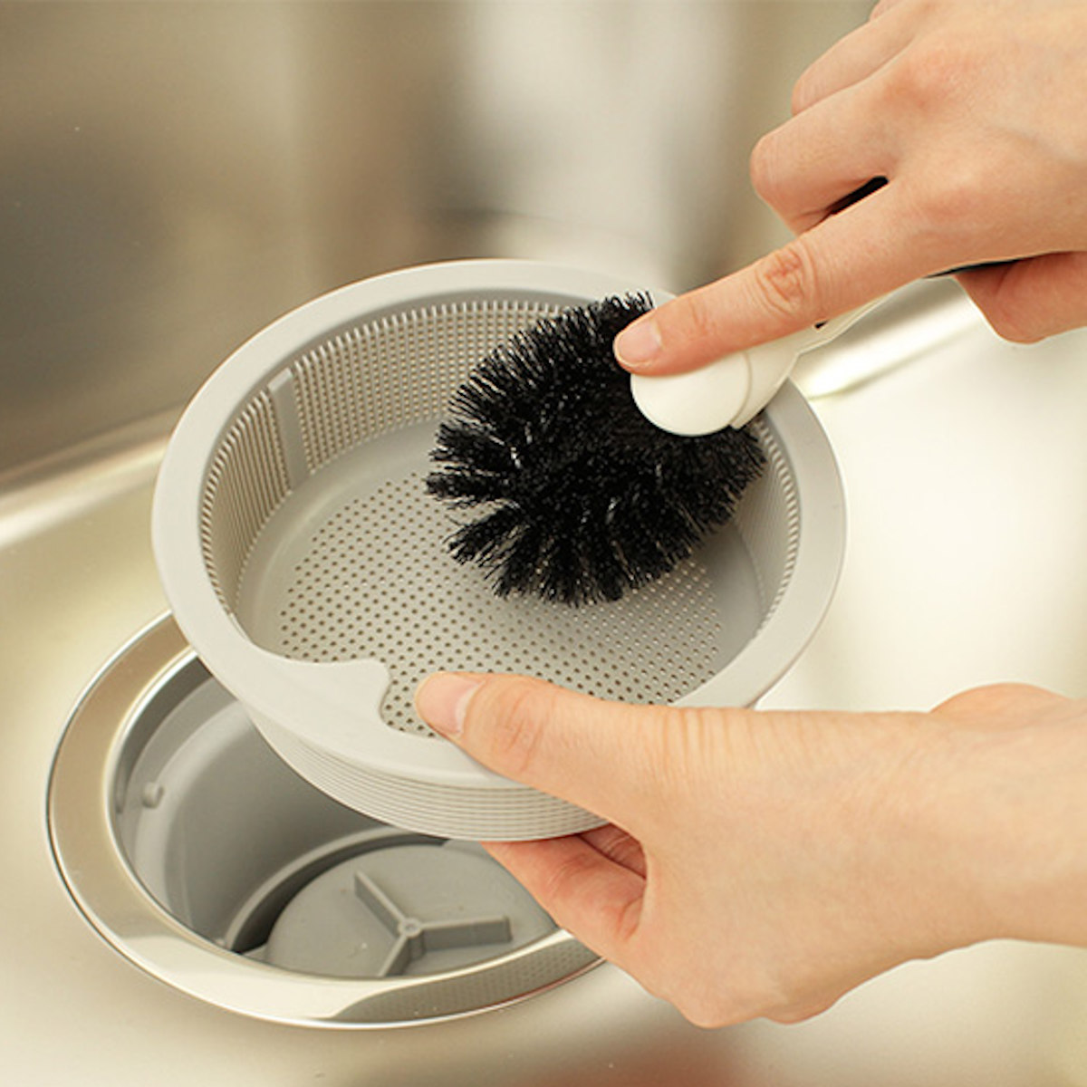 排水口ブラシ キッチン 排水溝 洗い ブラシ 自立 （ 掃除 風呂 キッチンブラシ 台所ブラシ 風呂掃除 排水口 台所 日本製 ）