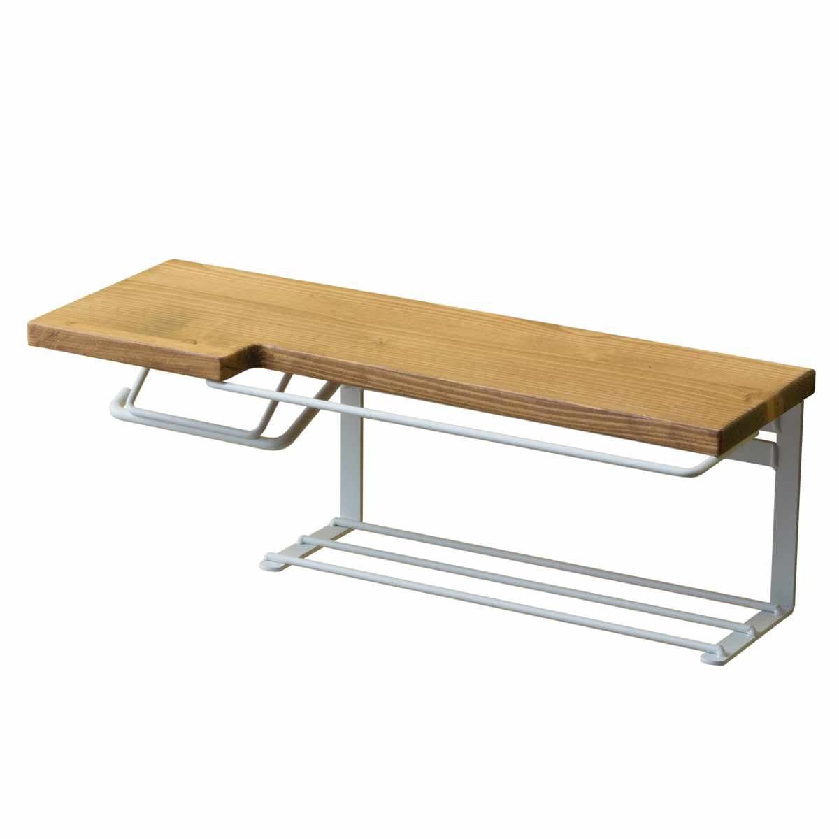 トイレットペーパーホルダー 棚付 天然木 ストックタイプ 幅44cm