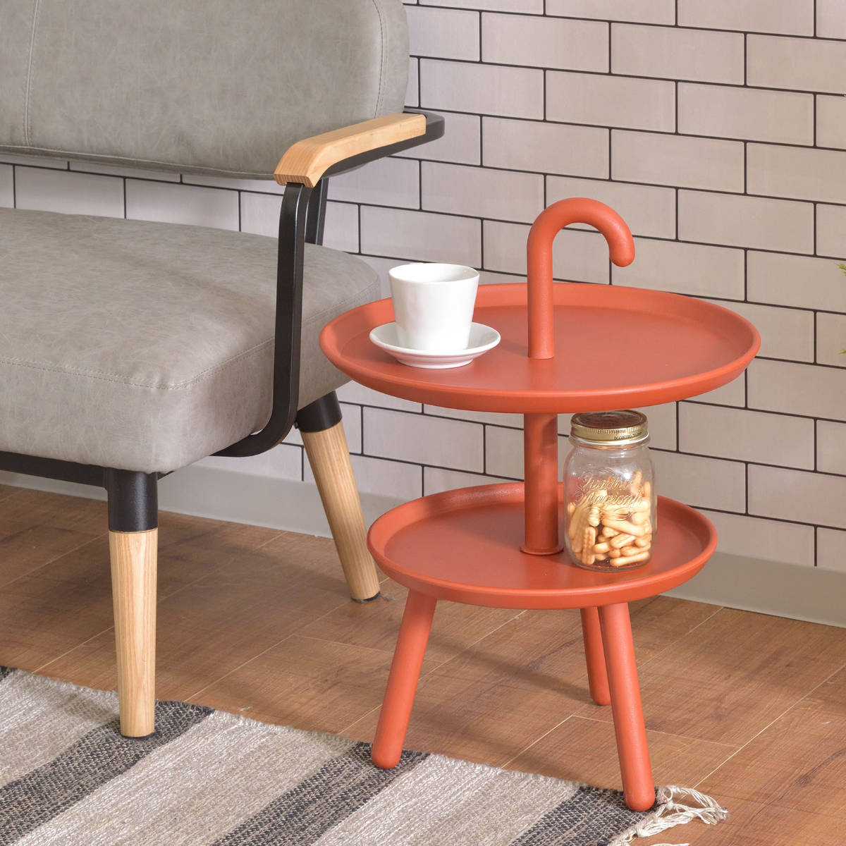 東谷 サイドテーブル 高さ55cm ステッキ 持ち手 2段 傘 ソファサイド