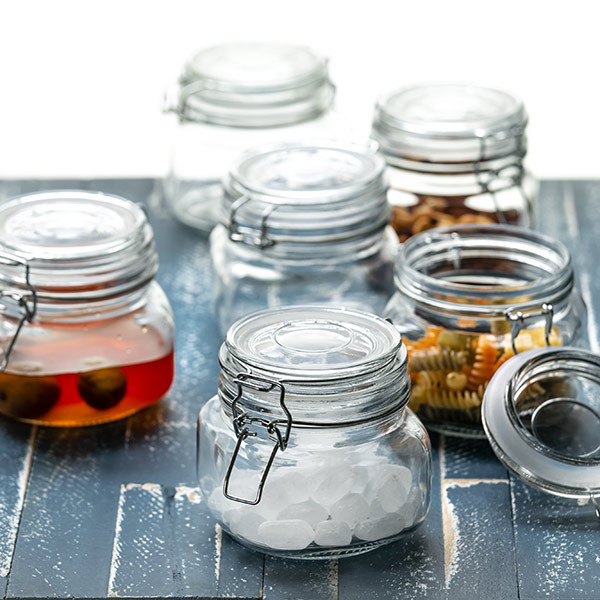 保存容器 600ml ガラス製 6個セット パッキン付き 密閉ガラス容器