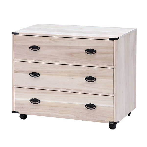 桐チェスト 3段 クローゼット収納 キャスター付 幅100cm （ チェスト